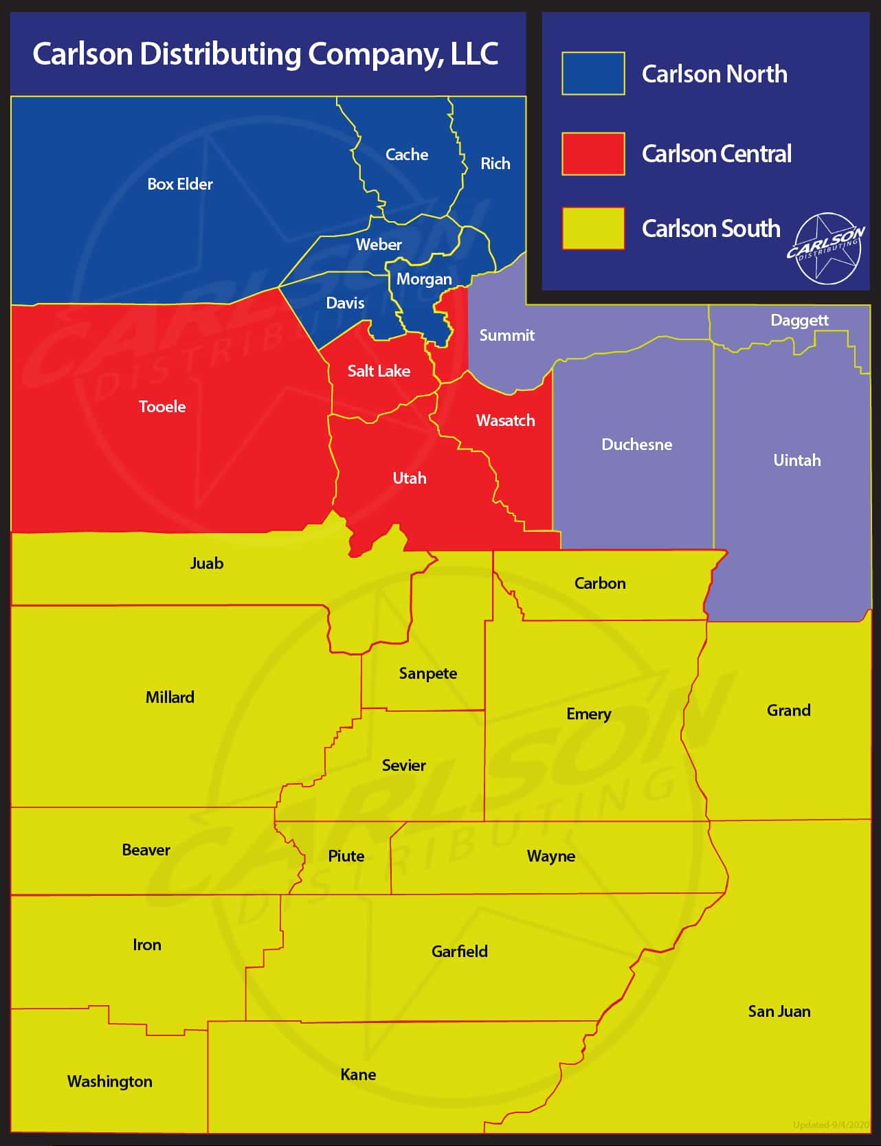 Carlson Distributing Company, LLC - Interactive map showcasing markets